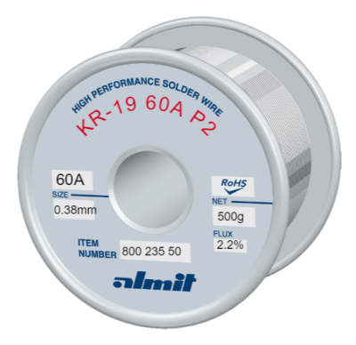 KR-19 60A P2  Flux 2,2%  0,38mm  0,5kg Spule/ Reel