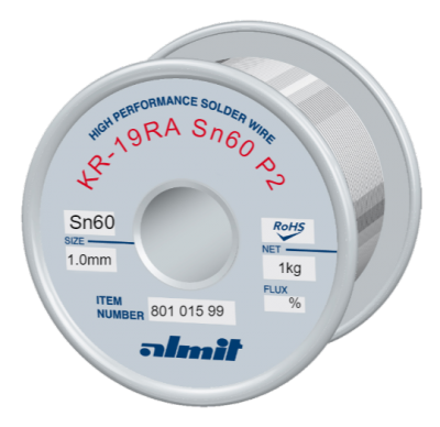 KR-19RA Sn60 P2  1,0mm  1,0kg Spule/ Reel