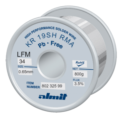 KR 19SH RMA LFM-34 P3  Flux 3,5%  0,65mm  0,8kg Spule/ Reel