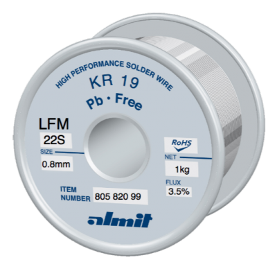 KR 19 LFM-22-S P3  Flux 3,5%  0,8mm  0,8kg Spule/ Reel