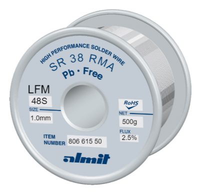 SR 38 RMA LFM-48-S 2,5%  Flux 2,5%  1,0mm  0,5kg Spule/ Reel